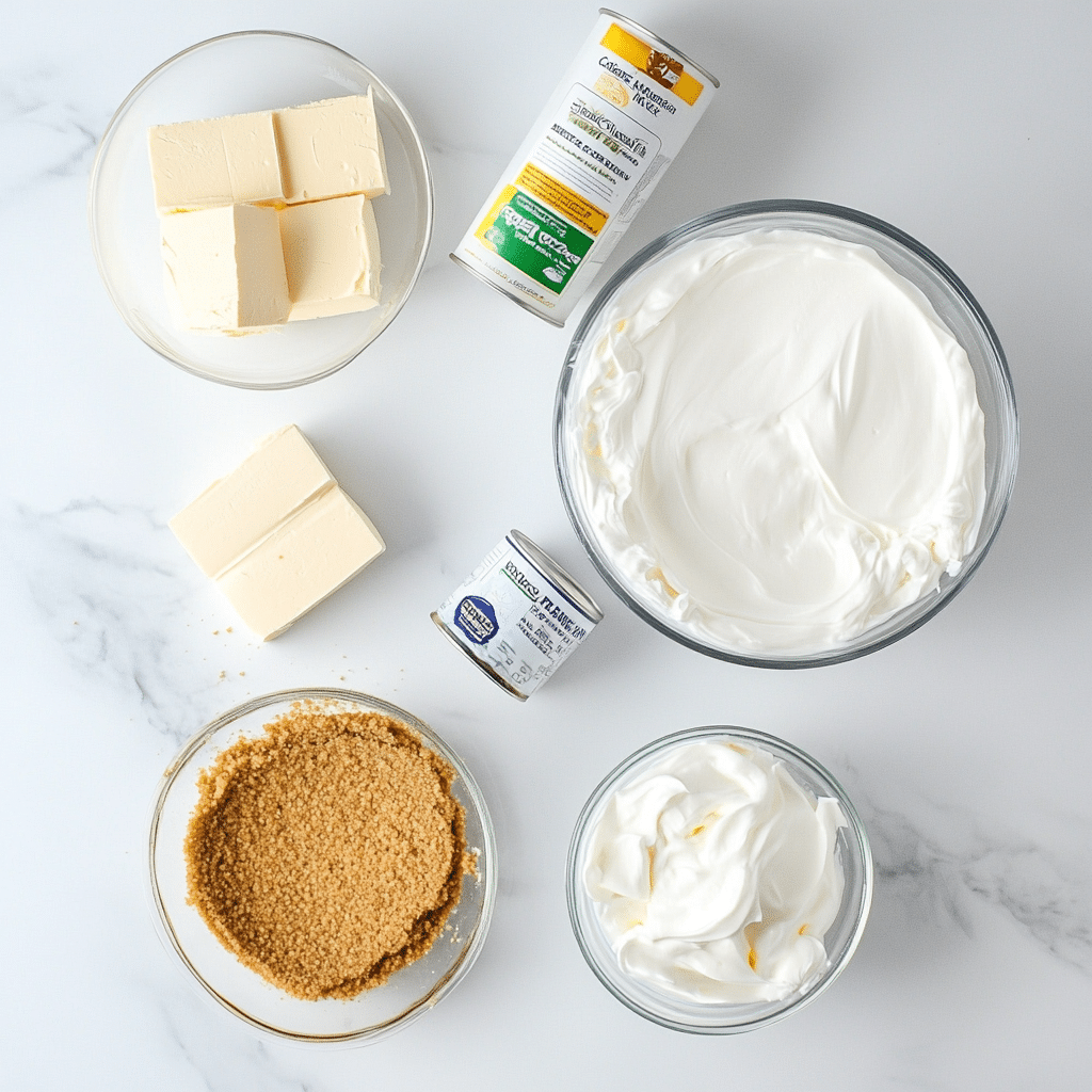 Ingredients for 3 ingredient no bake cheesecake