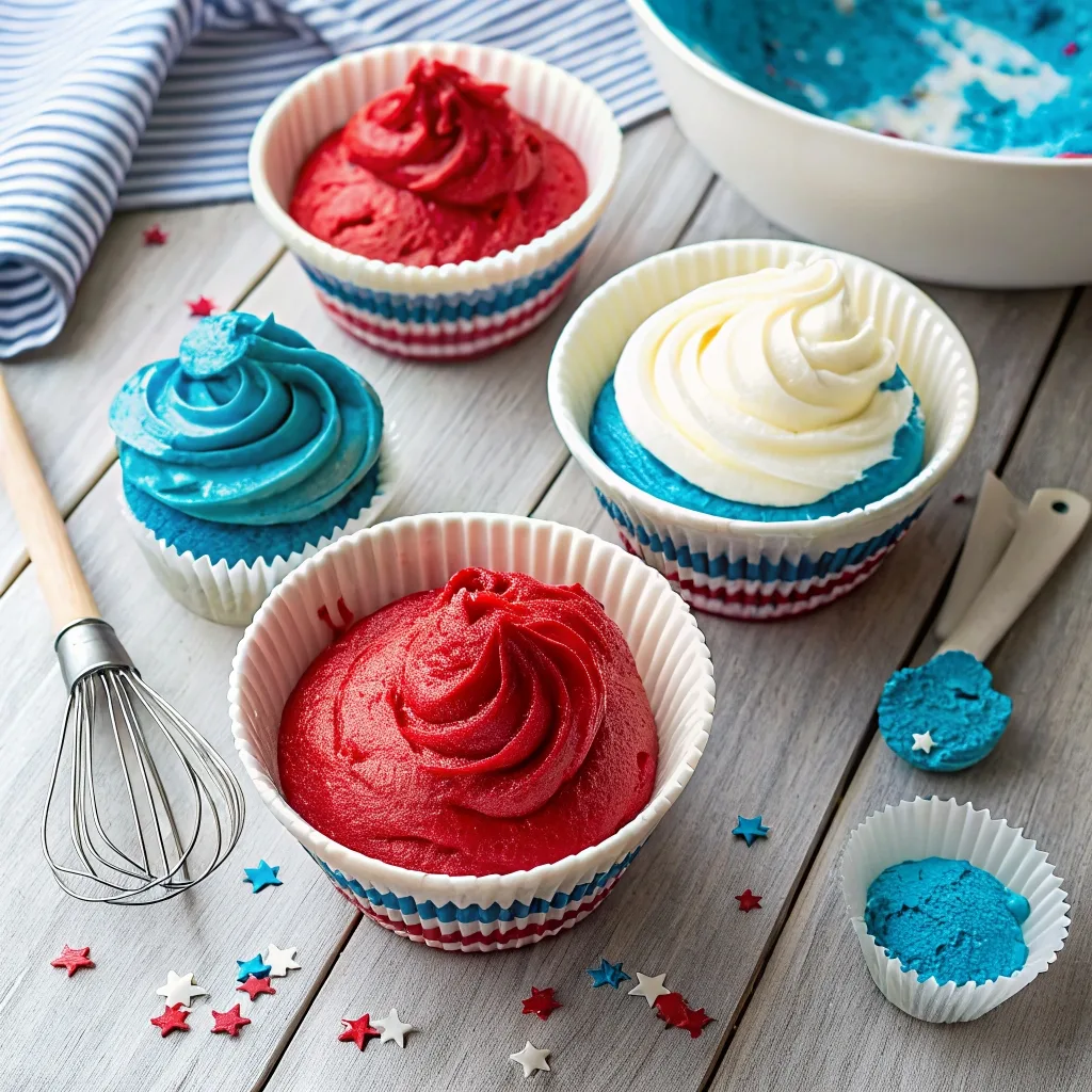 Red White Blue Cupcakes: The Best Patriotic Treat for Any Celebration Red White Blue Cupcakes Red White Blue Cupcakes: The Best Patriotic Treat for Any Celebration a close up of three bowls with red white and blu