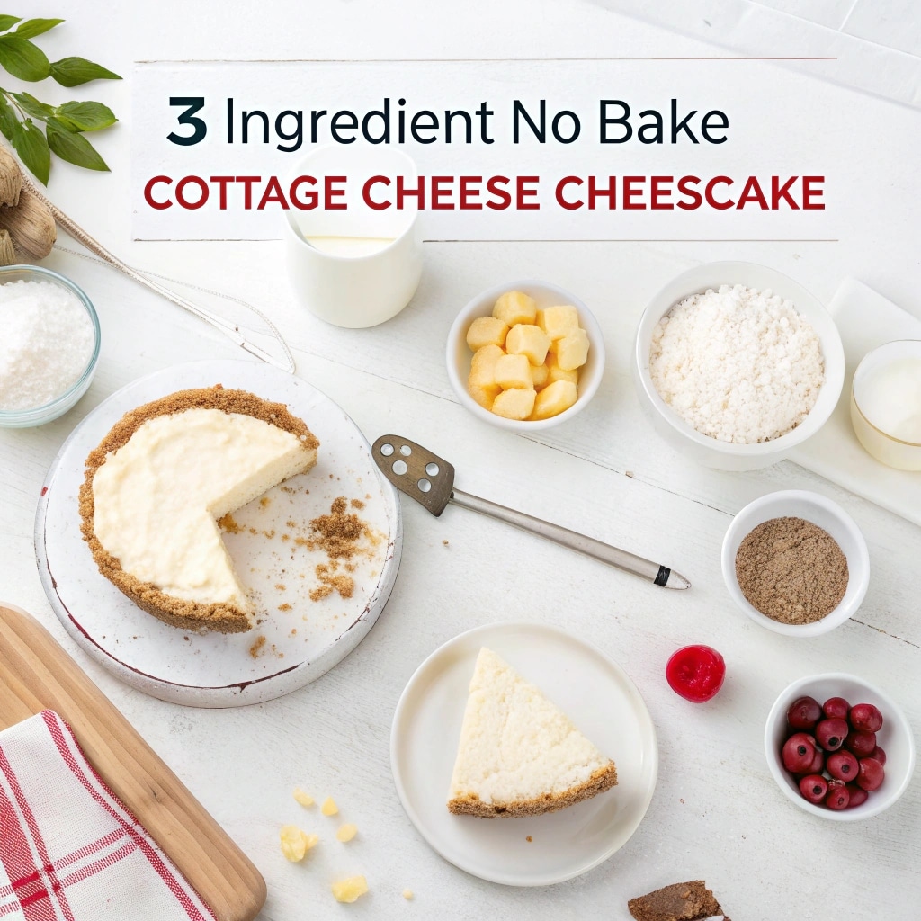 Easy 3 Ingredient No Bake Cottage Cheese Cheesecake for a Healthy Dessert 3 ingredient no bake cottage cheese cheesecake Sliced no bake cheesecake served with chocolate drizzle