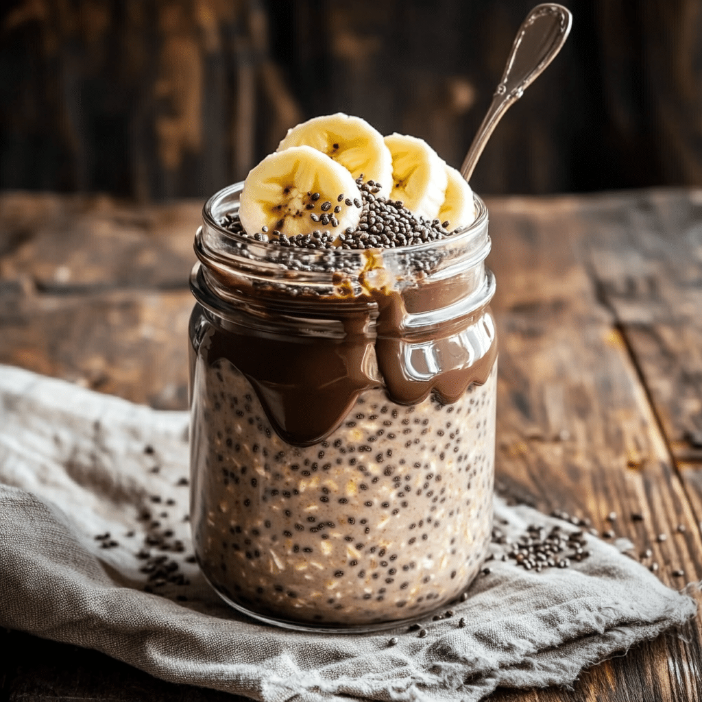 Chocolate Covered Banana Overnight Oats: A Healthy Breakfast That Tastes Like Dessert Chocolate Covered Banana Overnight Oats Chocolate covered banana overnight oats in a jar with toppings