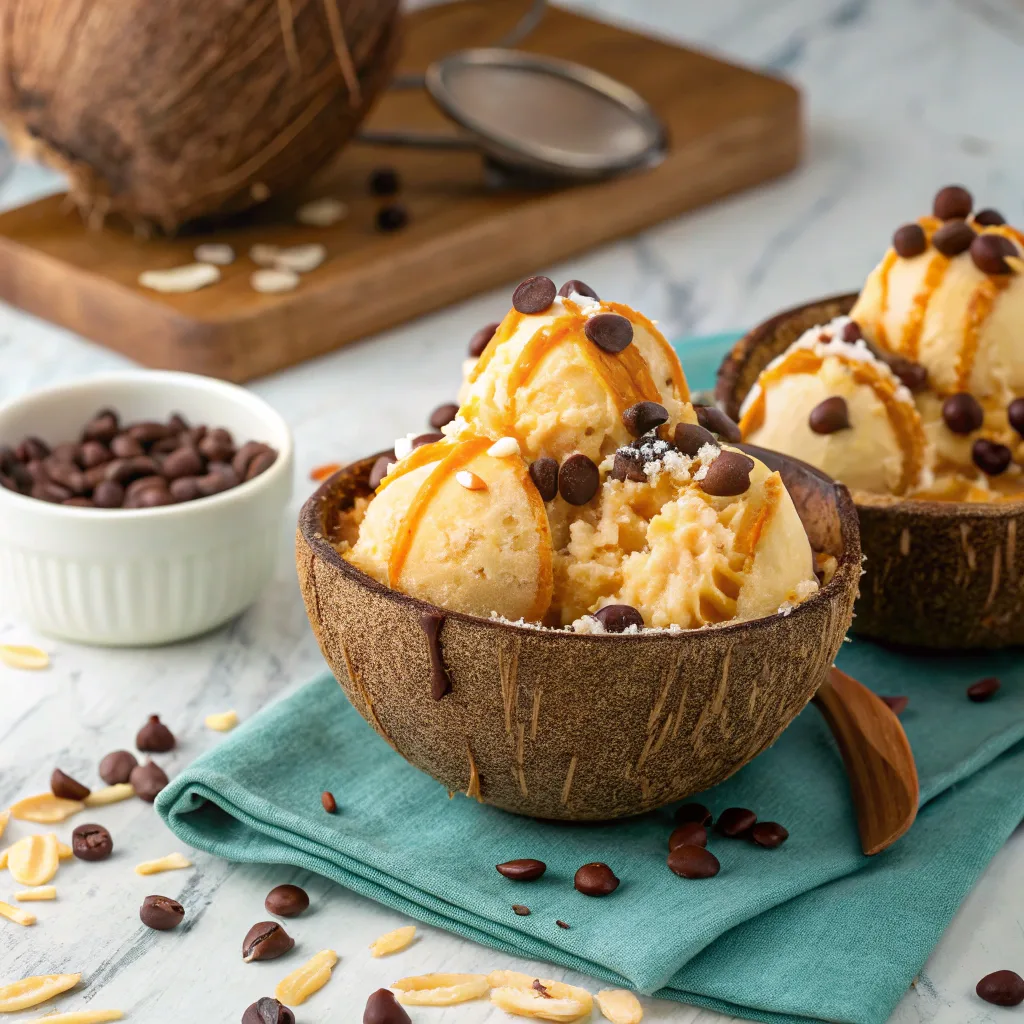 Homemade pinon ice cream with crushed piñon nuts