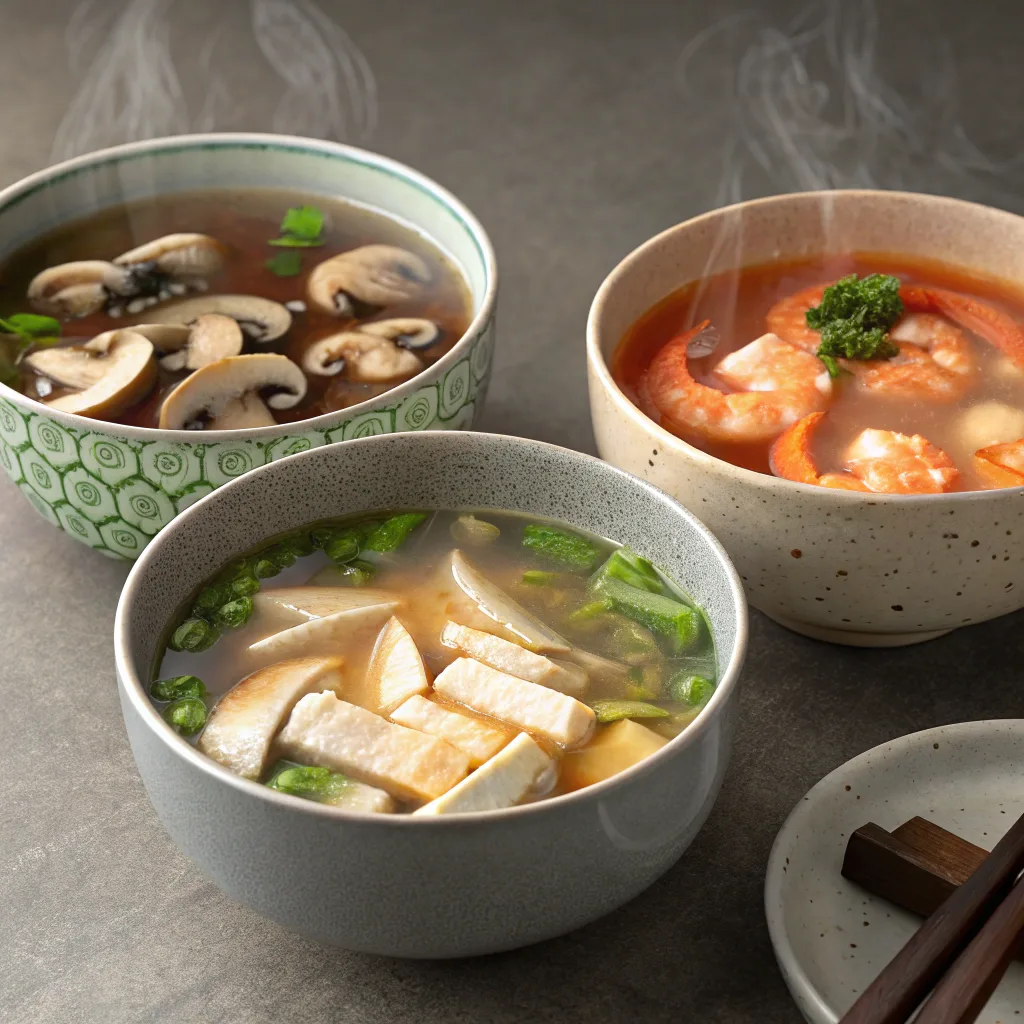 Easy Japanese Clear Soup Recipe – Light, Healthy, and Soul-Soothing Broth 2025 Japanese clear soup Japanese clear soup variations with vegan, chicken, and shrimp
