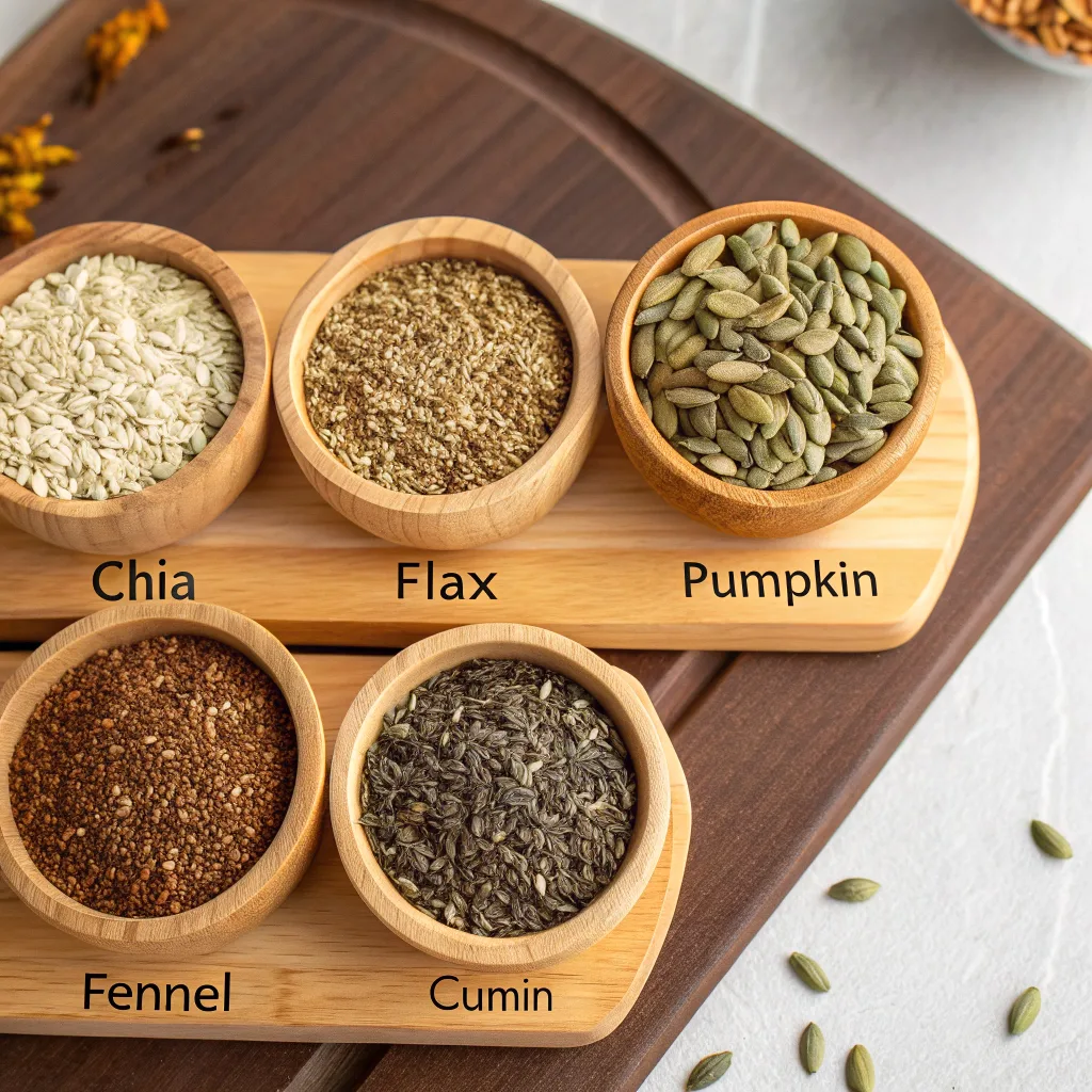 How to Make Bariatric Seed Tea Recipe for Post-Surgery Weight Loss and Wellness 2025/2026 Bariatric Seed Tea Recipe How to Make Bariatric Seed Tea Recipe for Post-Surgery Weight Loss and Wellness 2025/2026 close up macro shot of five different seeds chia